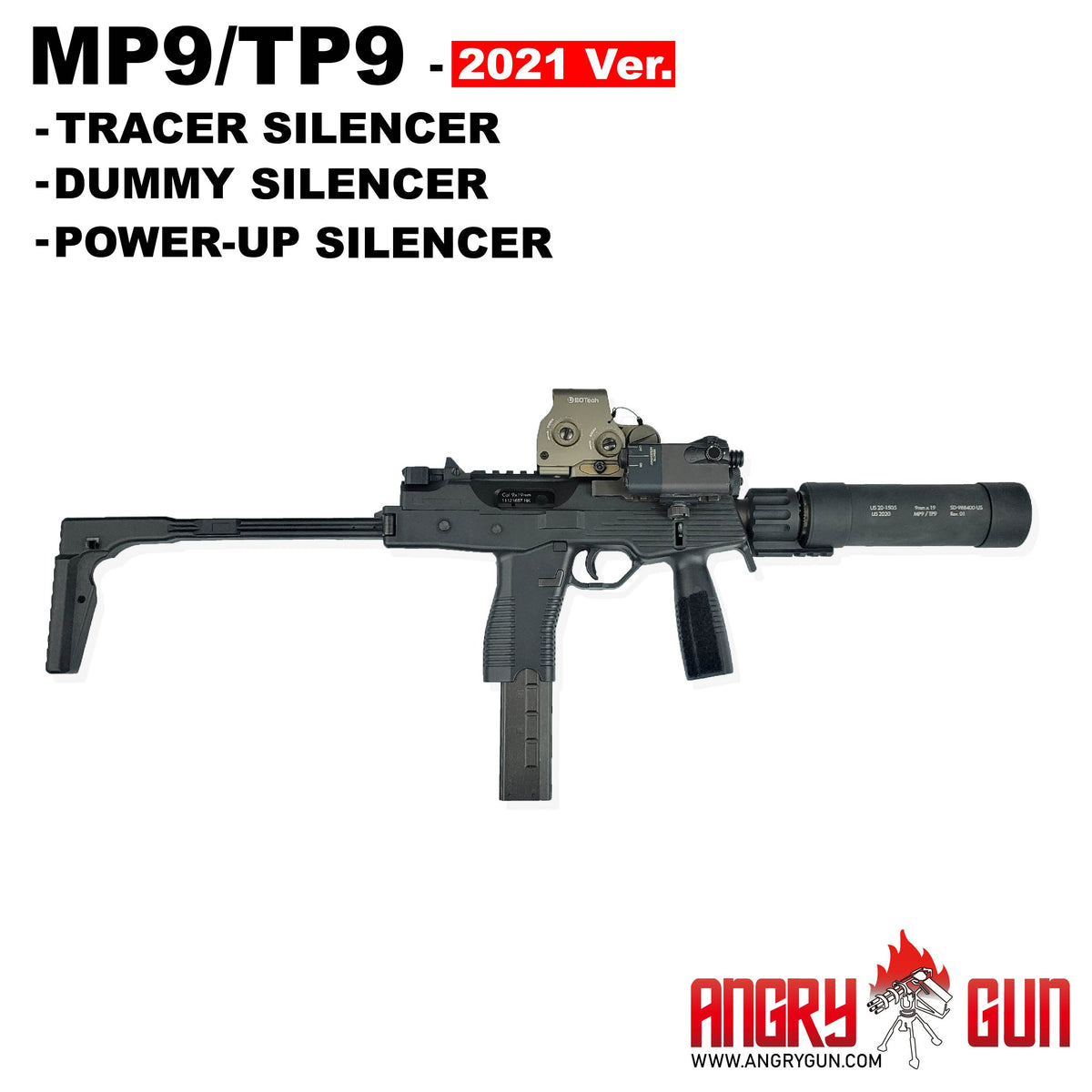 KSC MP9 + サイレンサー + トレーサーユニット ANGRY GUN MP9/TP9 トレーサーユニット - 2021 バージョン