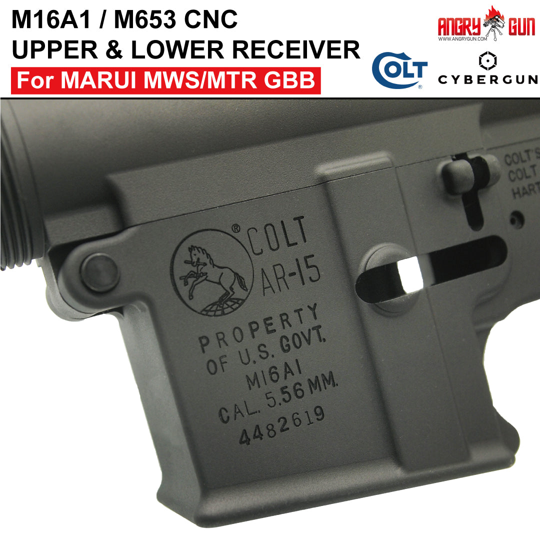 M653 Label ANGRY GUN COLT M16A1 / M653 CNC アッパー&ロワーレシーバー、マルイ TM MWS / MTR GBB用(CO